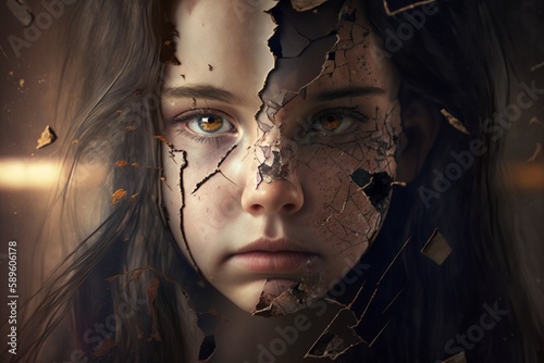 a broken soul, ai generated, Generative AI