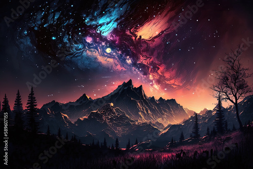 Midnight Mountains. Nature wallpaper