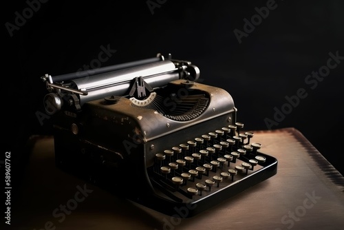 Vintage typewriter with paper. Generative AI.