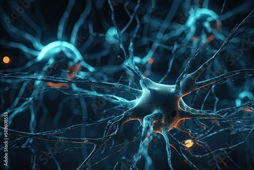Healthy nerve cells.
Generative AI photo