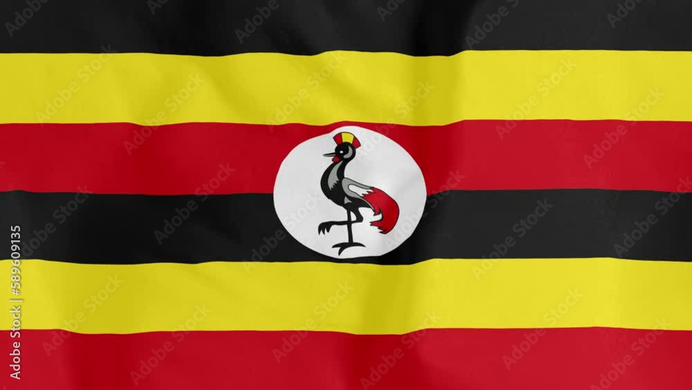 Uganda Flag. Seamless loop animation of the Uganda Flag. 4K. 3D animation National flag