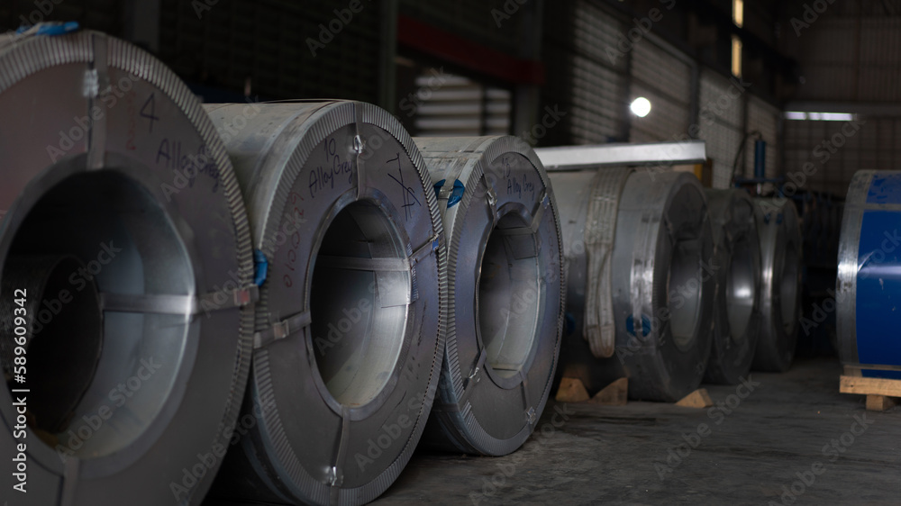 Metal sheet rolls at industry. industrial plant for the production. Metal sheet rolls at industry. industrial plant for the production.