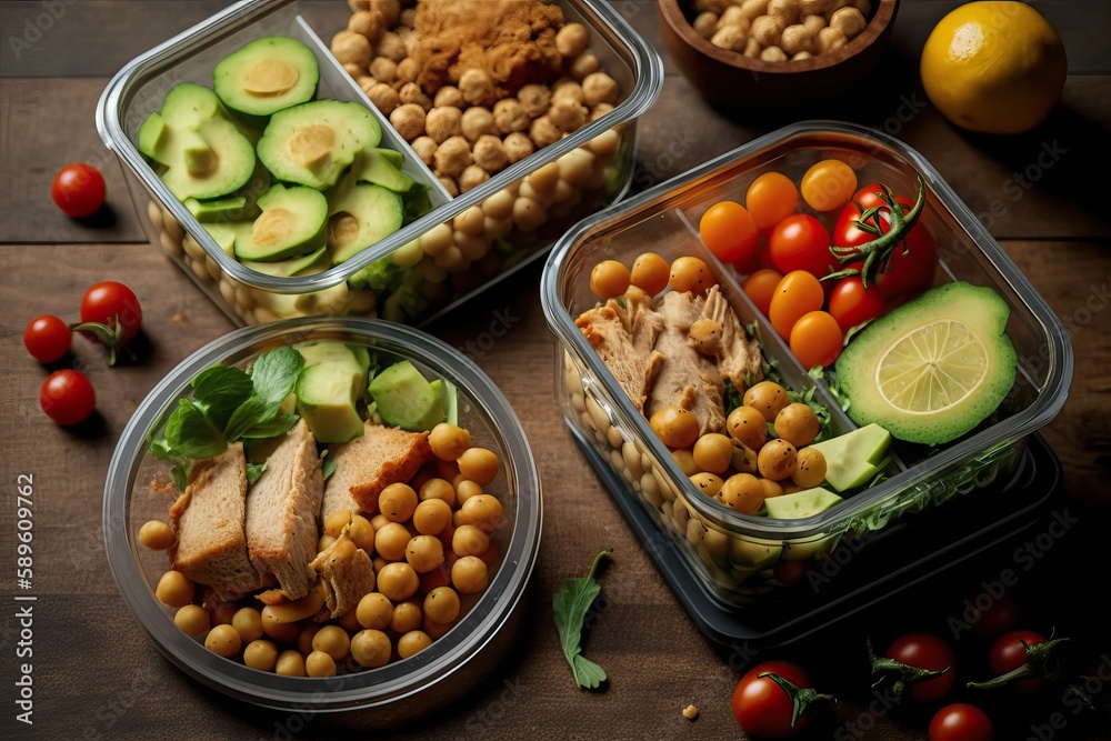 Plant-Based Meal Prep with Chickpeas and Veggies (Ai generated) Plant-Based Meal Prep with Chickpeas and Veggies (Ai generated)