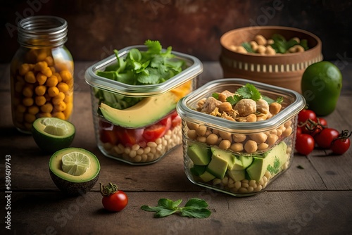 Vegan Meal Prep with Protein-Packed Chickpeas (Ai generated)