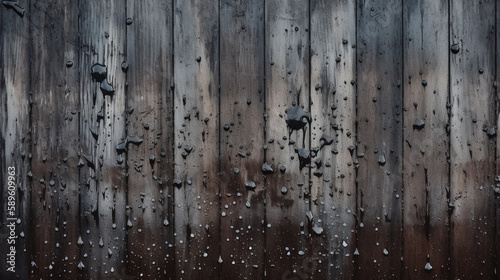 Natural Rough Wooden Wall Or Fence Planks, Wood Closeboard Texture, Overlapped Timber Boards Weathered Panel, Background Or Texture With Copy Space, Created using generative AI tools. photo