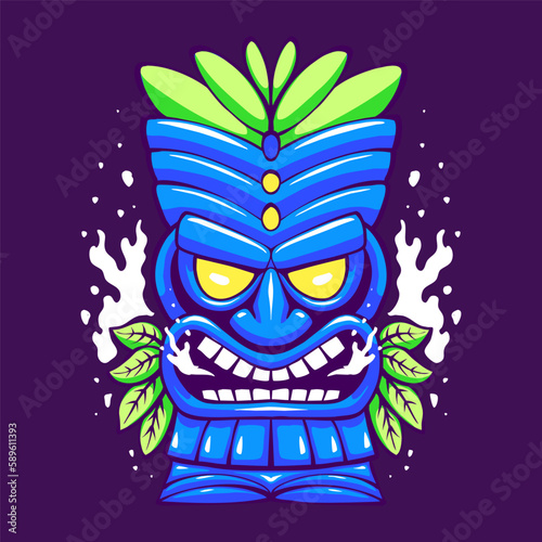 the blue tiki mask illustration
