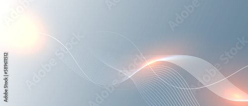 Grey abstract background with flowing particles. Digital future technology concept. vector illustration. 