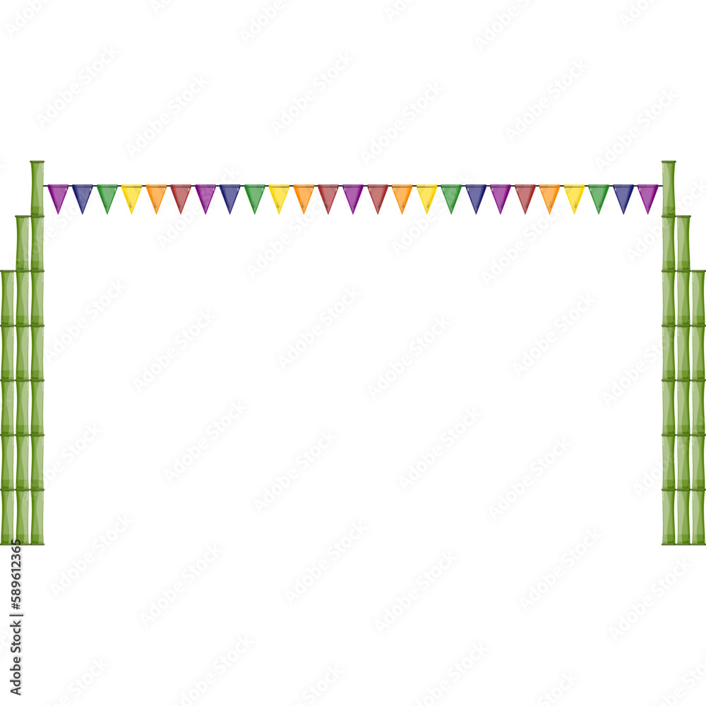 Obraz premium vector bamboo pole party flag
