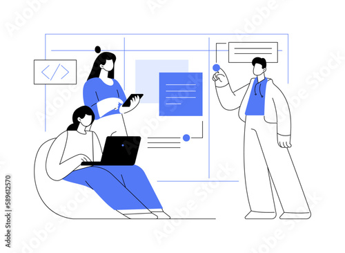 Scrum meeting abstract concept vector illustration.