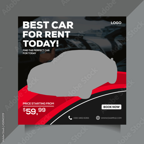 Car rental promotion social media post banner template
