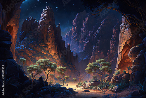 Desert night. Beautiful landscape wallpaper