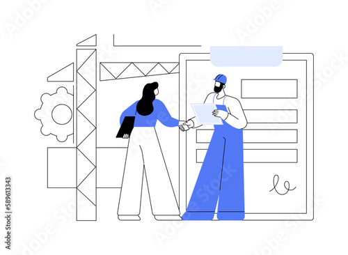 Tender contract execution abstract concept vector illustration.
