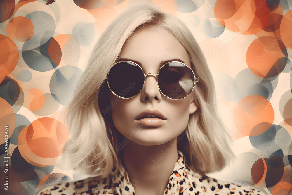 Retro stylefashion woman wearing trendy sunglasses. Retro stylefashion woman wearing trendy sunglasses.