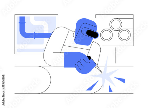 Welding pipes abstract concept vector illustration.