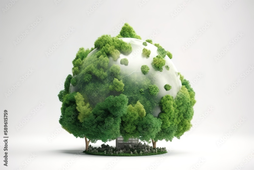 A green globe of the earth is isolated on a white background with ...