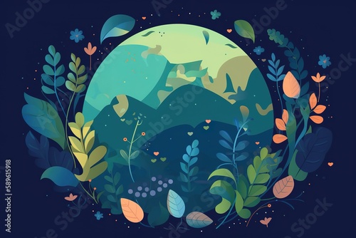 Earth Day Eco friendly ecology concept Flat Vector illustration Earth day flat concept World environment day background. Generative AI