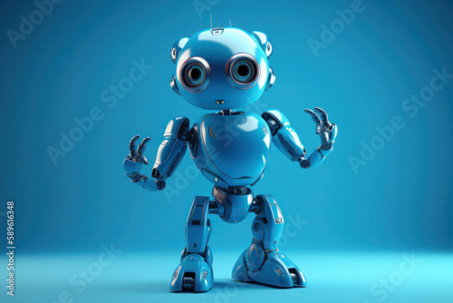 Friendly and Approachable Robot Standing Against Blue Background © Georg Lösch