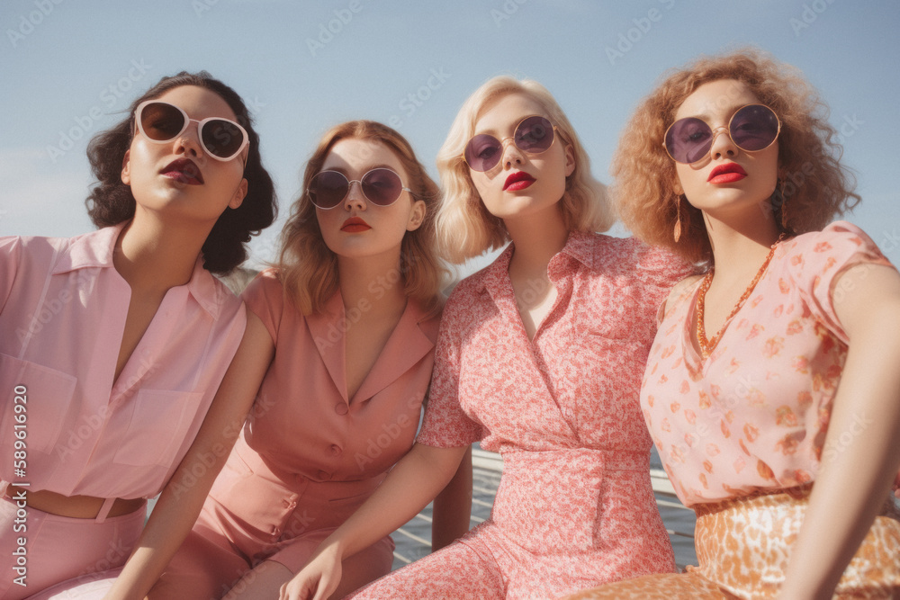 A group of young beautiful joyful people, friendship that lasts, youth and happiness. Young party people on a warm summer day. Generative AI. A group of young beautiful joyful people, friendship that lasts, youth and happiness. Young party people on a warm summer day. Generative AI.