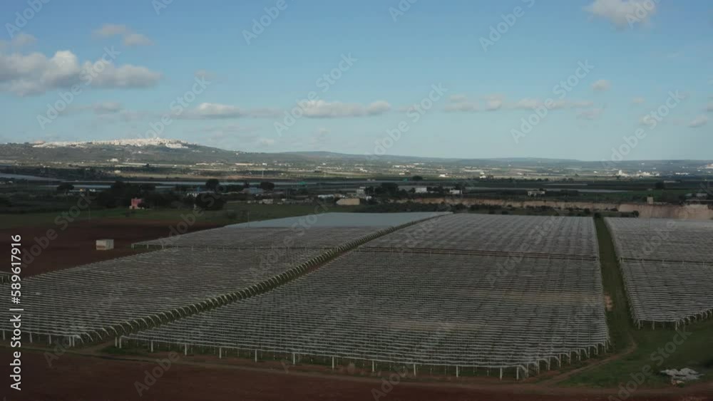 Awnings of vineyards in Puglia before the vegetation, shot from above Awnings of vineyards in Puglia before the vegetation, shot from above
