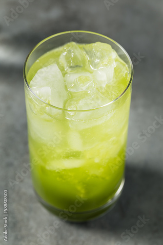 Refreshing Cold Matcha Soda Cocktail