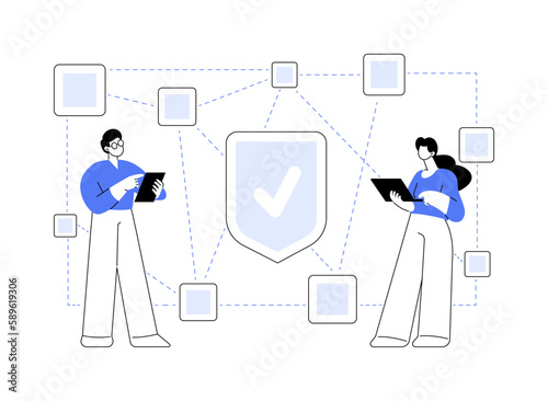 Decentralized application abstract concept vector illustration.