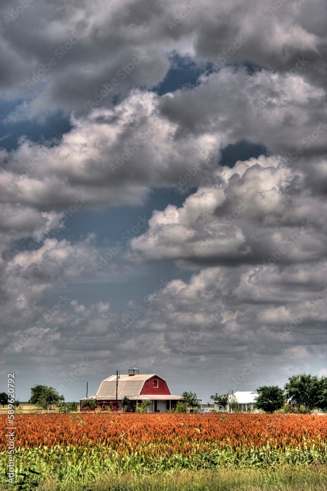 Red Barn and Cloudy Sky Red Barn and Cloudy Sky