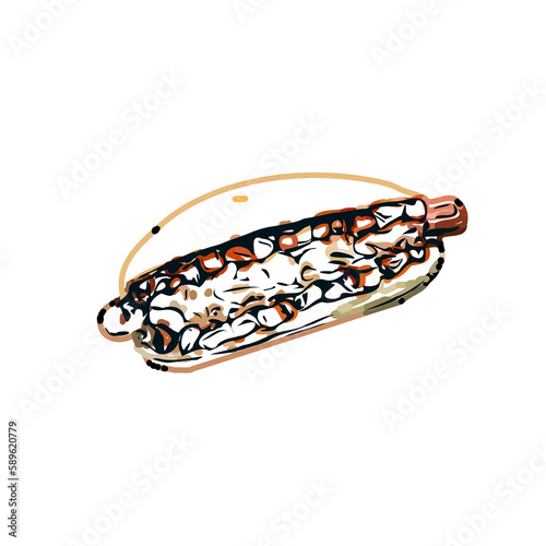 Hotdog color sketch with transparent background