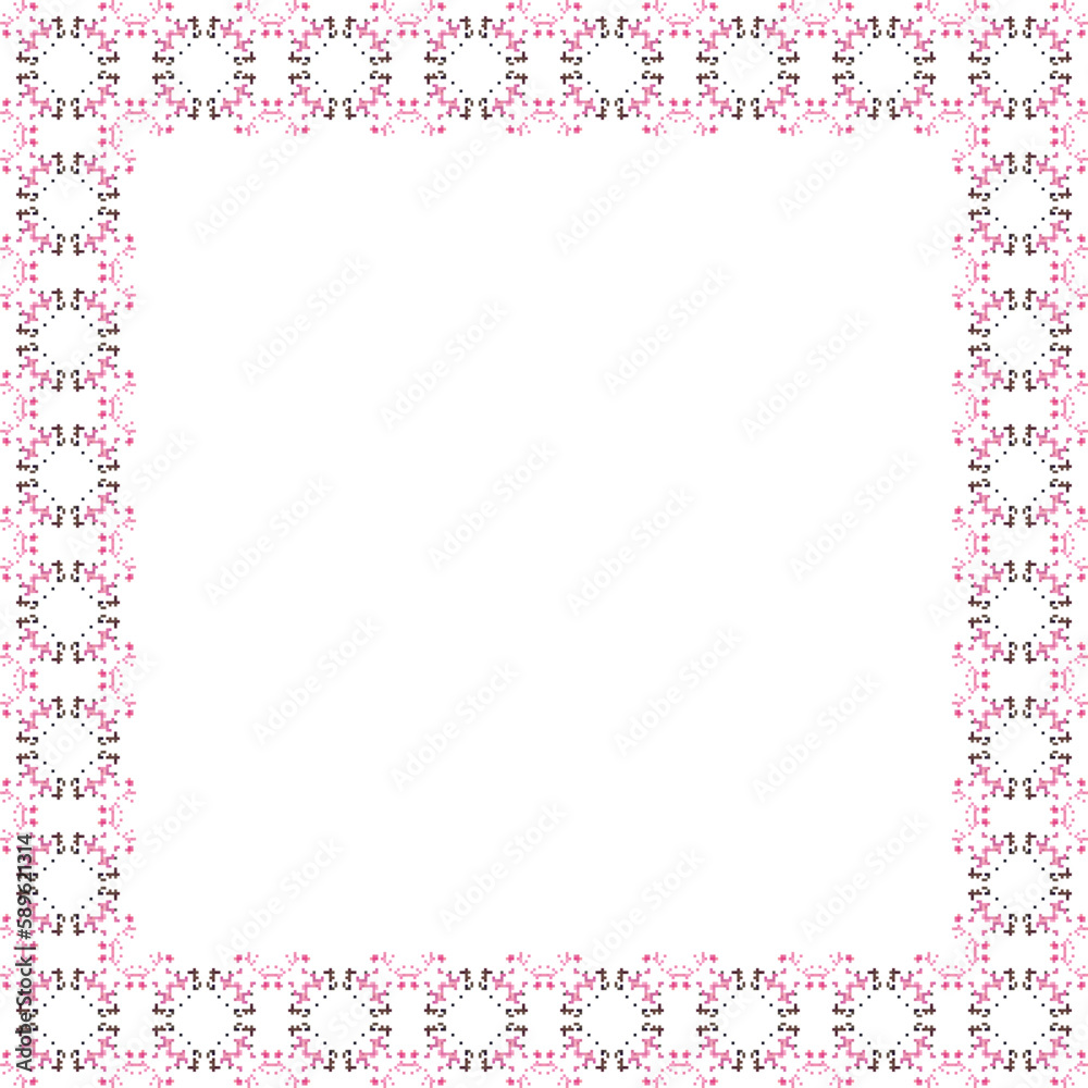 Decorative frame with floral pattern. Elegant element for design in Eastern style, place for text. Floral border. Lace illustration for invitations and greeting cards.