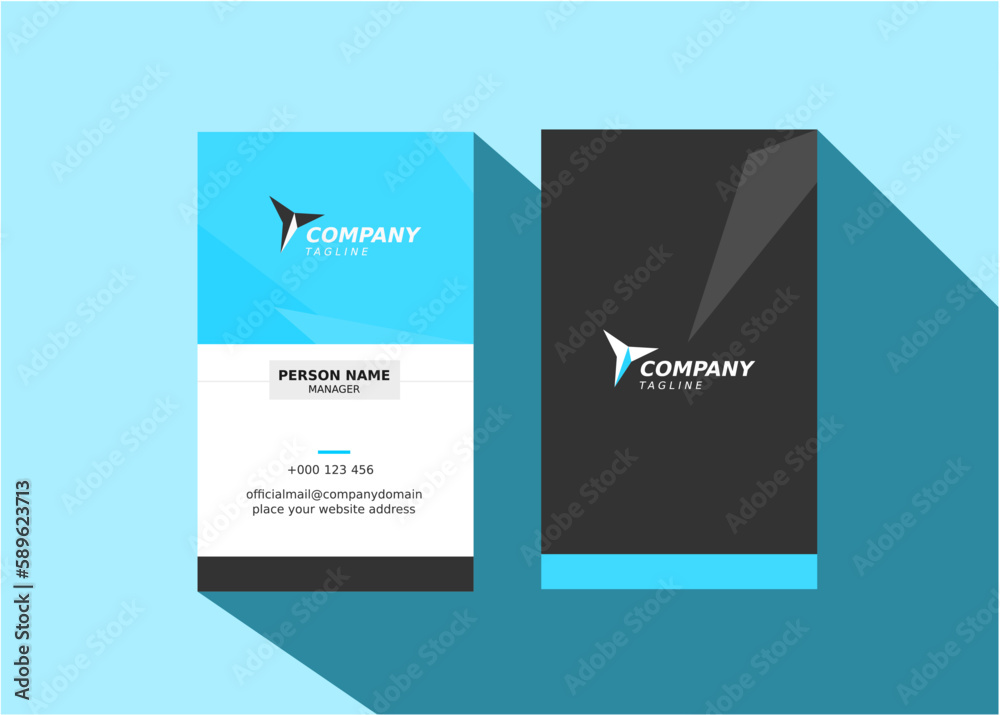 modern professional simple and clean minimalist vertical business card design template in blue, white and grey color modern professional simple and clean minimalist vertical business card design template in blue, white and grey color