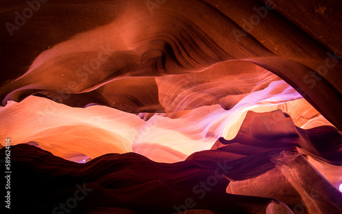Antelope Canyon in the Navajo Reservation Page Northern Arizona. Famous slot canyon. Rock formation. Little Monument Valley.
