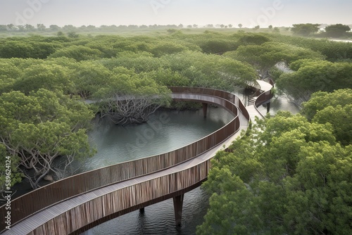 Jubail Mangrove Park in Abu Dhabi. Generative AI photo
