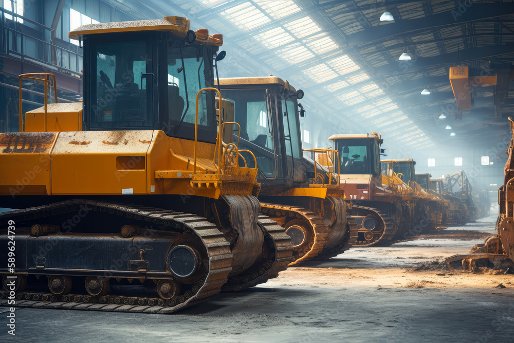 Heavy Machinery and  Industrial Equipment , factory, ai generative