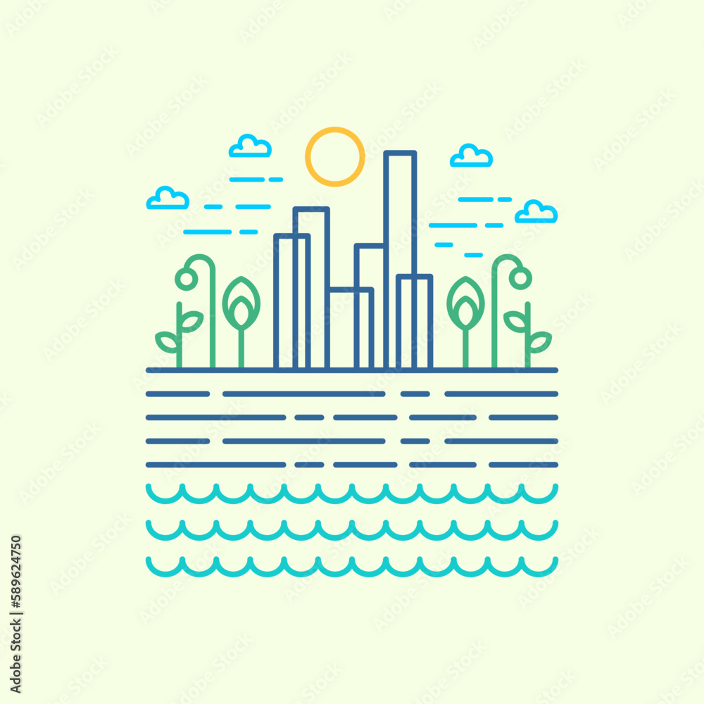 Obraz premium city line art vector logo premium template