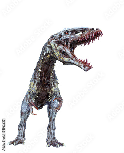 giganotosaurus is a zombie in angry pose and looking around © DM7