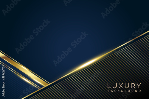 Luxury Golden lines on dark blue gradient color background