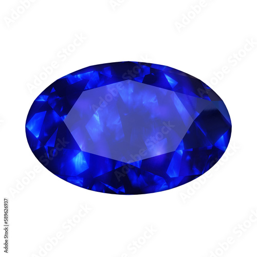 Sapphire gemstone isolated on transparent background