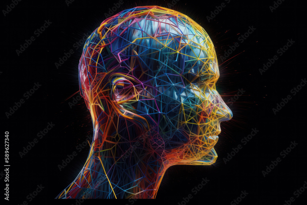 Vibrant 3D Illustration of Creative Human Mind Vibrant 3D Illustration of Creative Human Mind