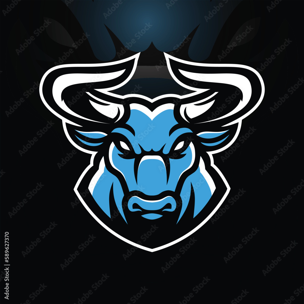 Fototapeta premium bull mascot logo design with modern illustration