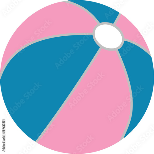 Colorful beach ball vector illustration. White, red, yellow and blue beach ball isolated on white background.