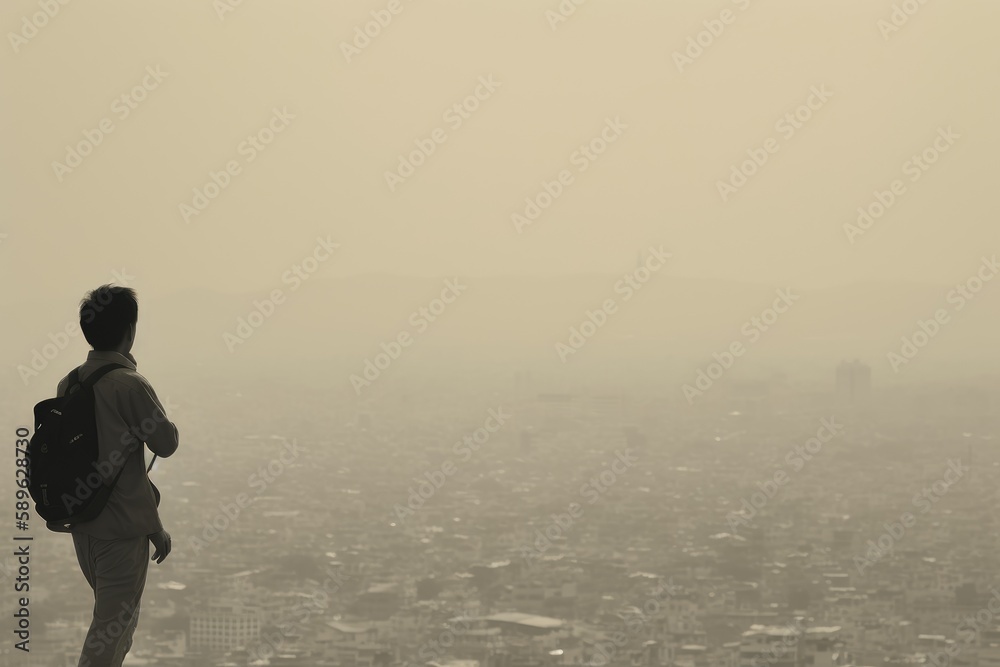 Fototapeta premium PM 2.5 Air Pollution in Bangkok, Thailand - city in haze