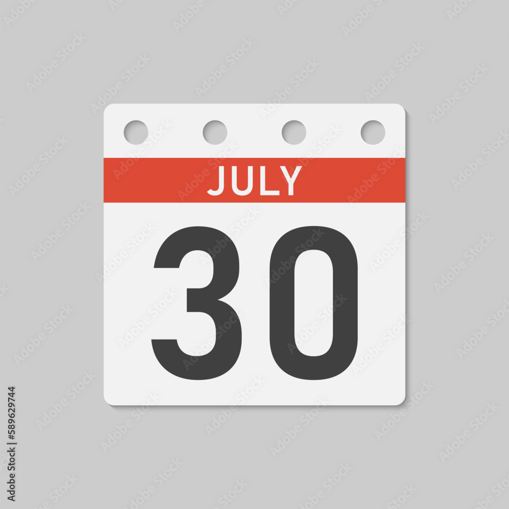 Icon page calendar day - 30 July Icon page calendar day - 30 July