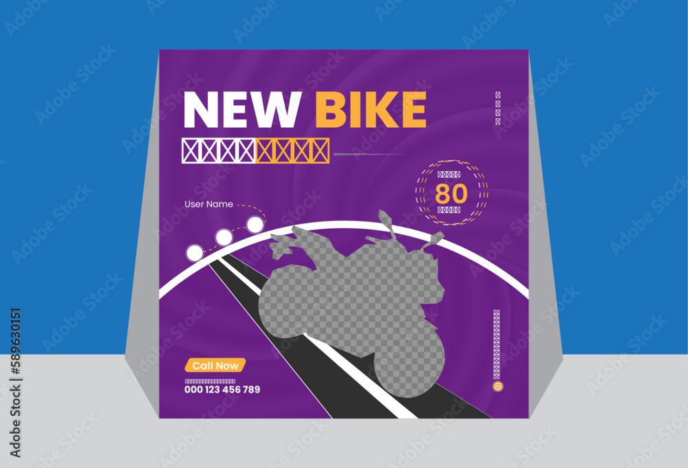 New Bike Sale Promotion Social Media Post Template design.Bike Discount