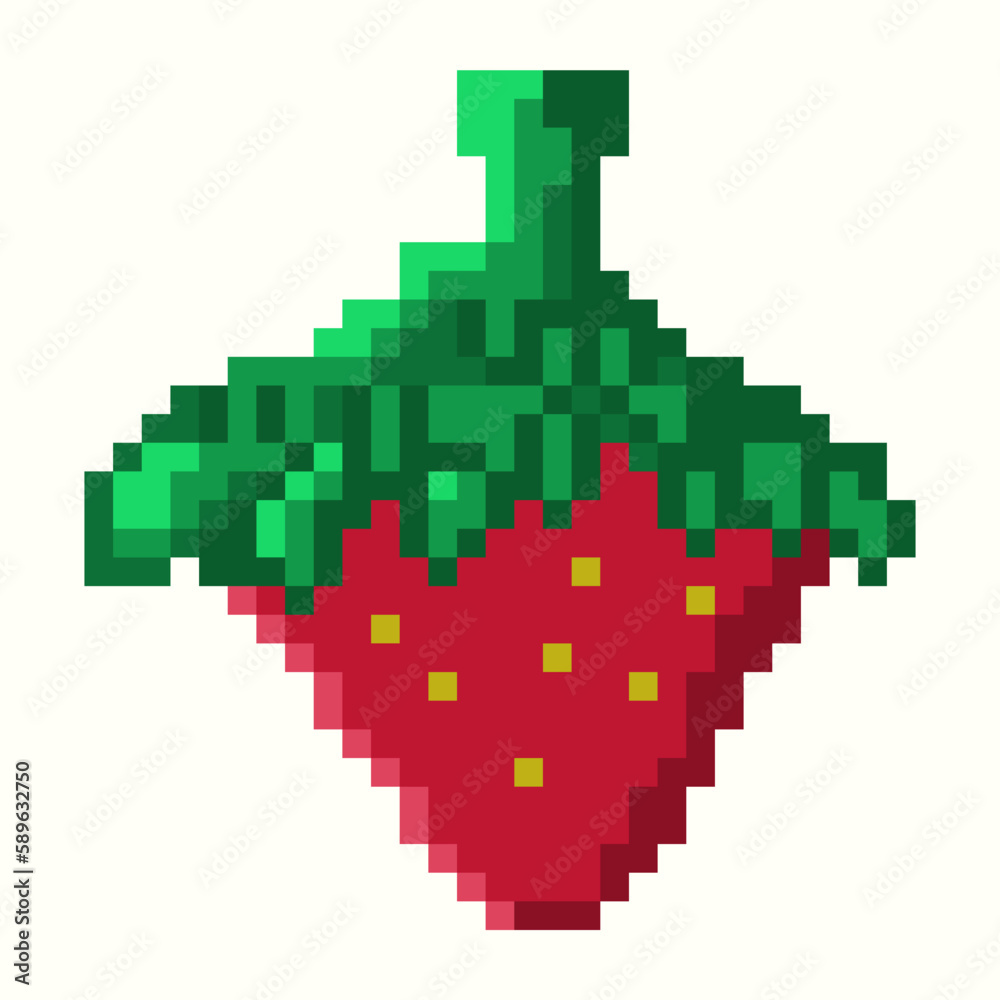 Fototapeta premium Strawberry pixel art vector design