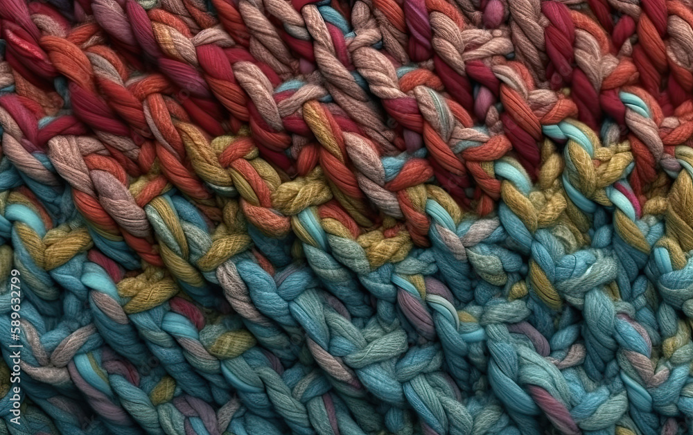 Colorful knitting wool texture background. Close up of colorful knitting wool texture. Generative AI Colorful knitting wool texture background. Close up of colorful knitting wool texture. Generative AI