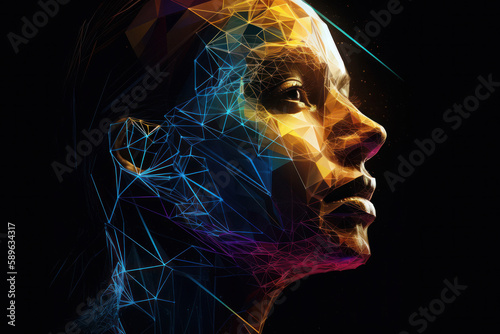 Geometric Abstract AI-Inspired Human Face