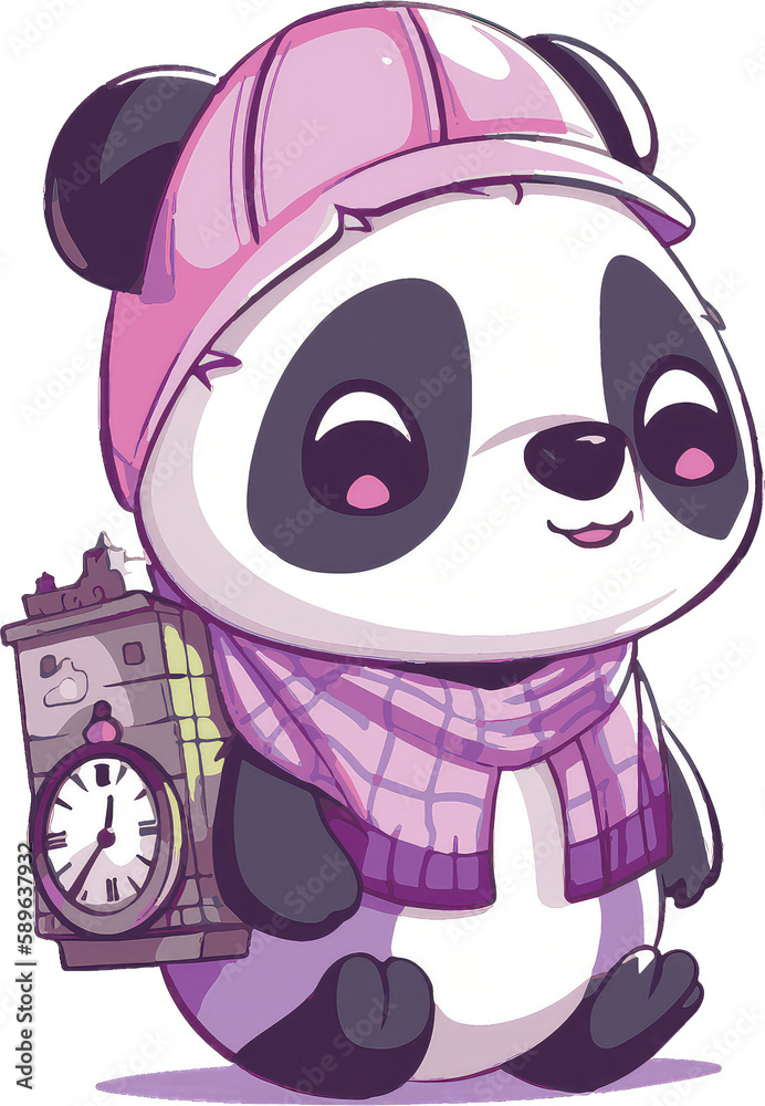 panda character with clock tower souvenir