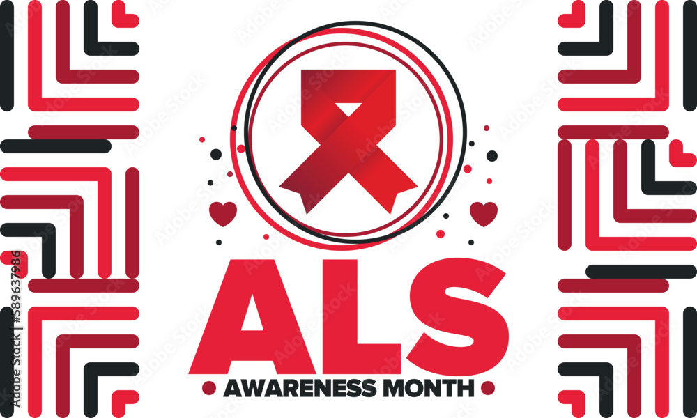 Fototapeta premium ALS Awareness Month. Amyotrophic lateral sclerosis. Annual campaign is held in May in United States. Control and protection. Prevention campaign. Medical health care concept. Vector illustration