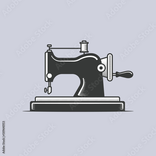Vintage sewing machine retro style vector illustration