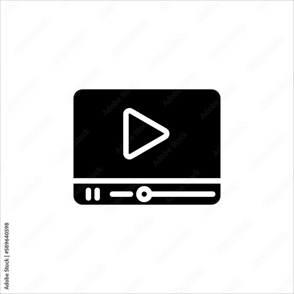 Video player icon. sign for mobile concept and web design. vector illustration on white background Video player icon. sign for mobile concept and web design. vector illustration on white background