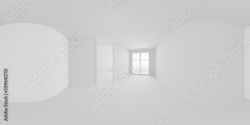 An open white room with a window